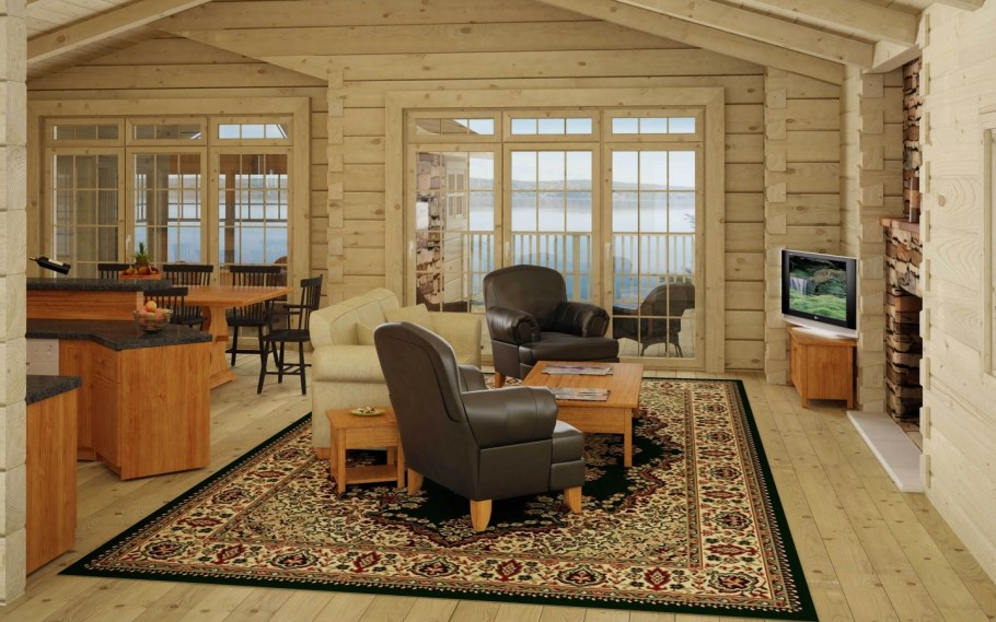 Деревянный дом внутри