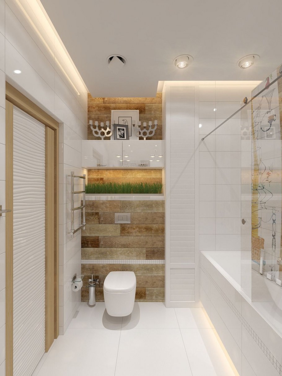 Ванная комната с высокими потолками