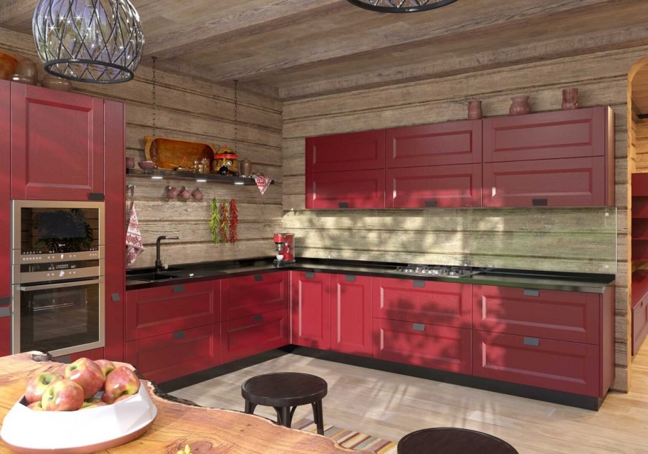 Кухонный гарнитур в деревянном доме