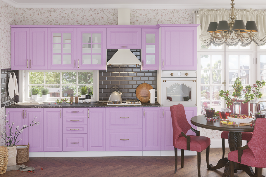 Розовая кухня в интерьере