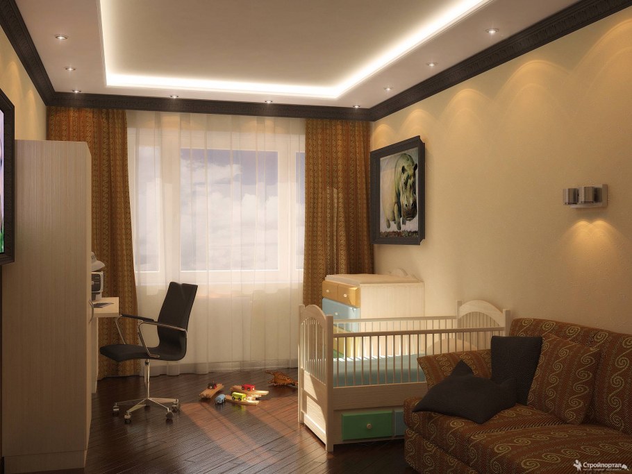 Гостиная 18кв с детской кроваткой