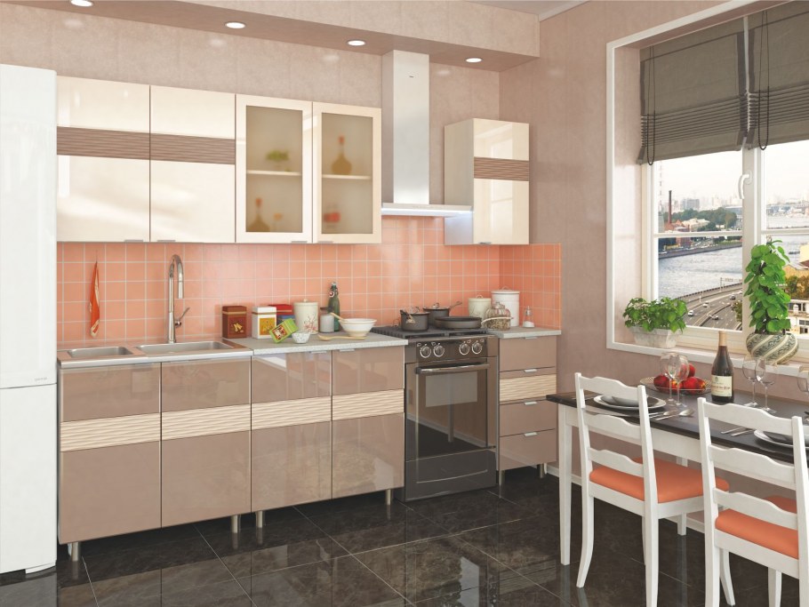 Кухня ваниль капучино глянец