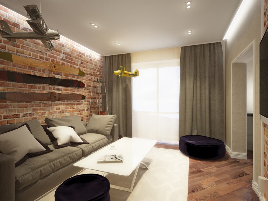 Спальня гостинная 20кв в стиле лофт