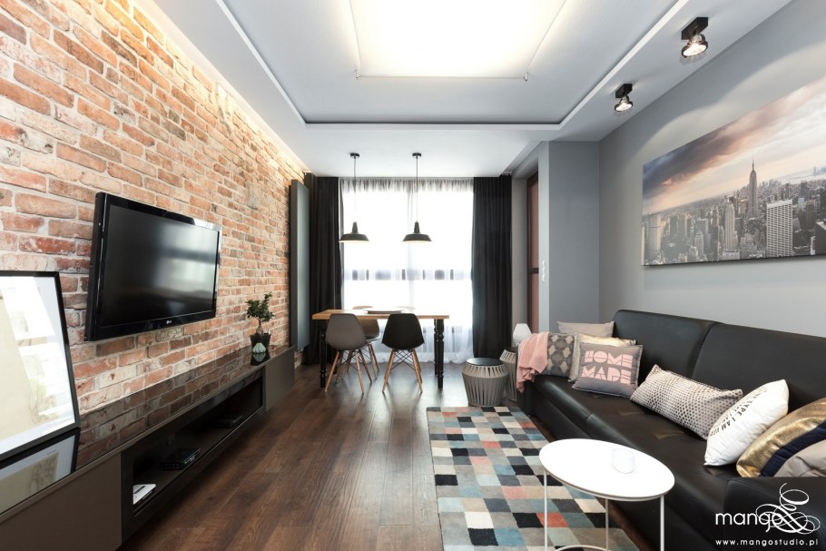 Гостиная в стиле лофт 18 кв.м