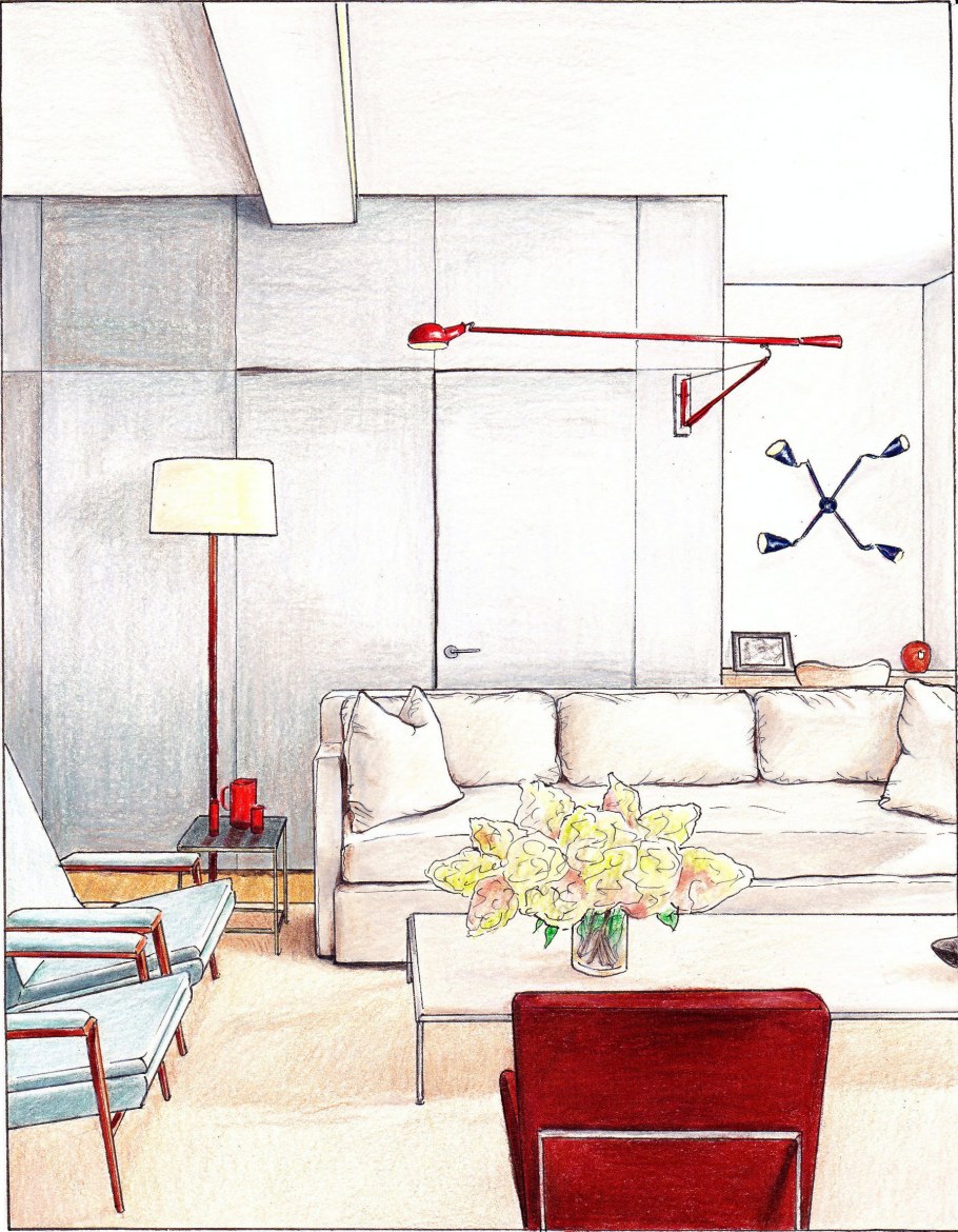 Минимализм интерьер скетч