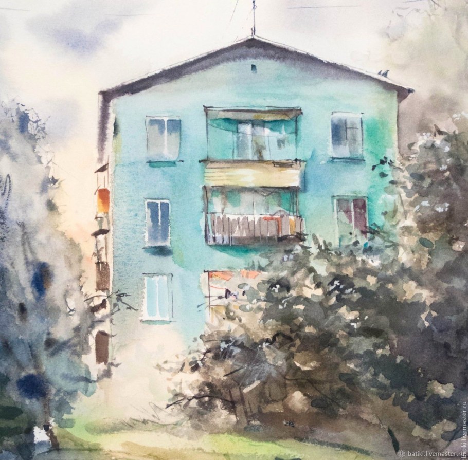 Акварельные зарисовки домов