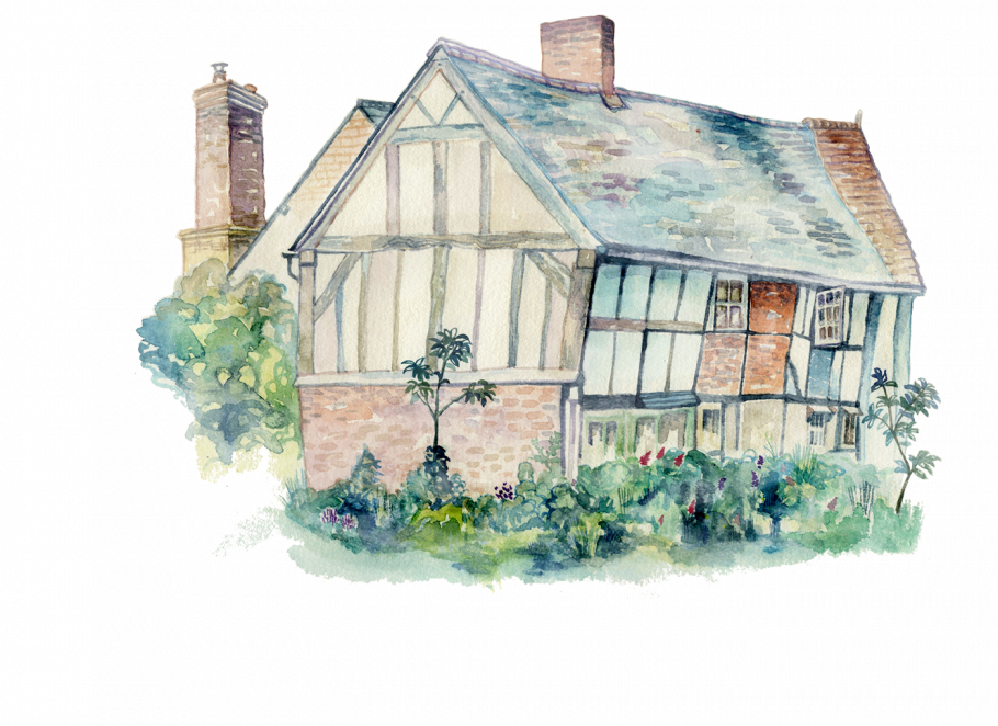 Дача акварель