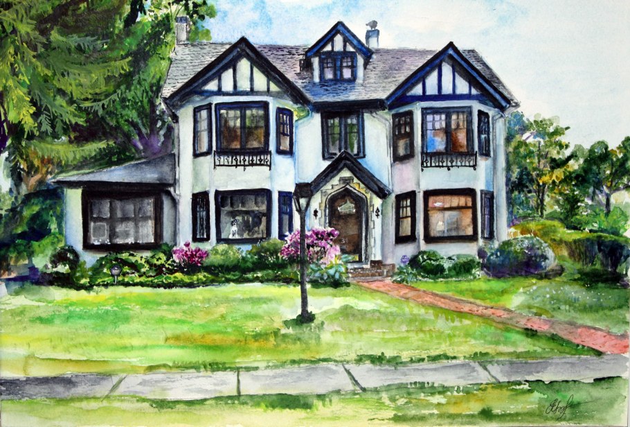 Особняк акварель