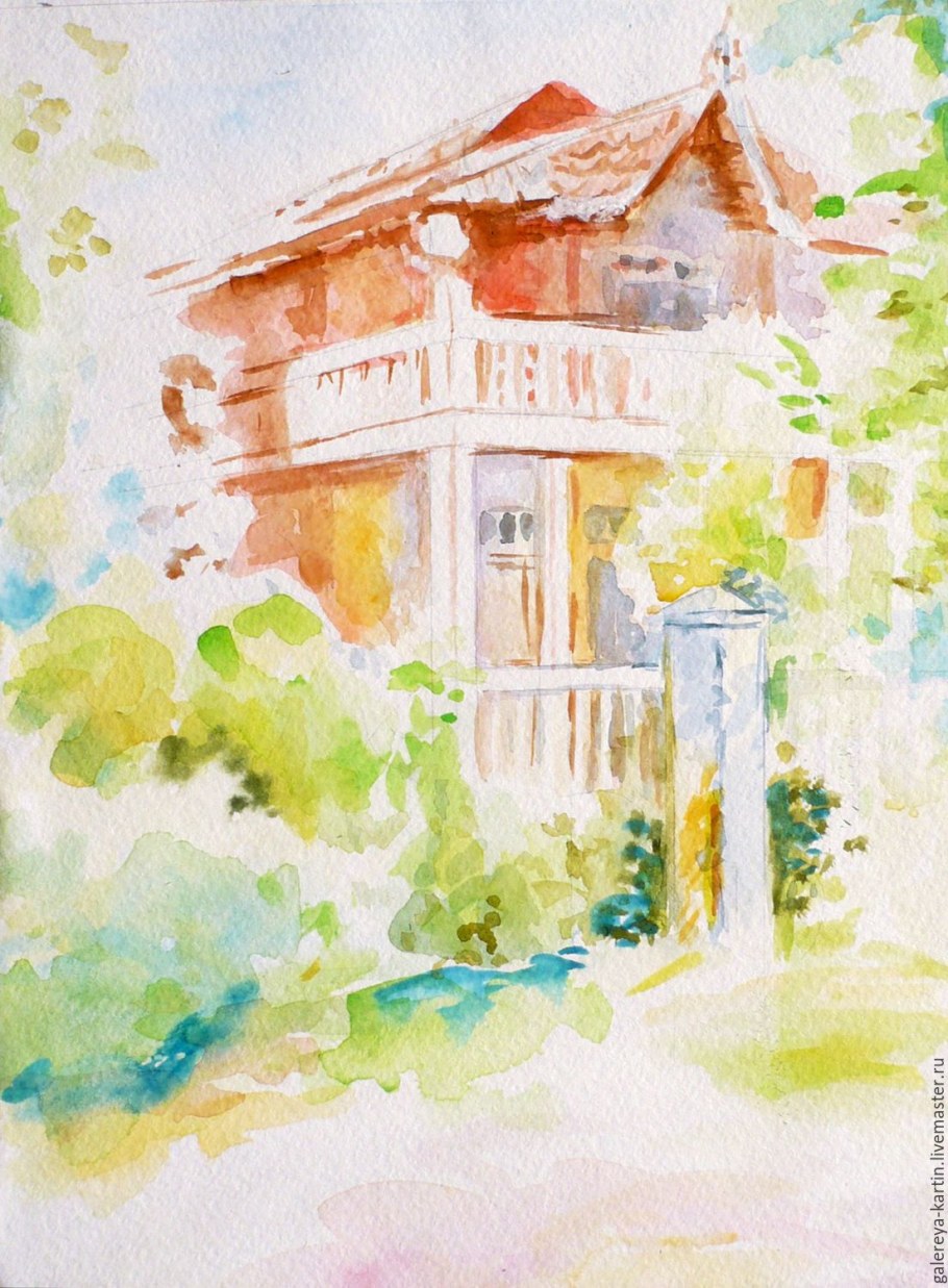Домик гуашью