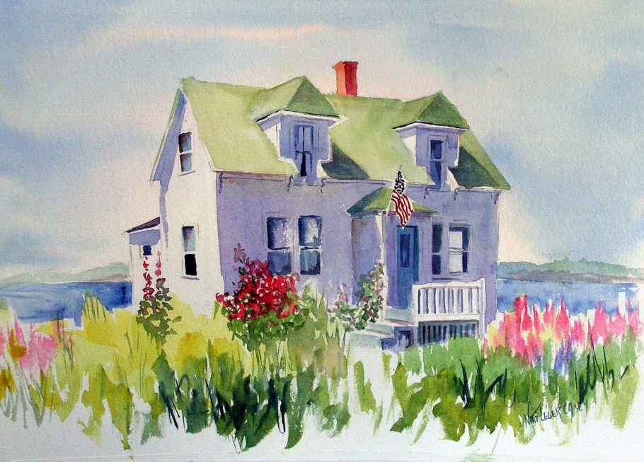 Домик акварель