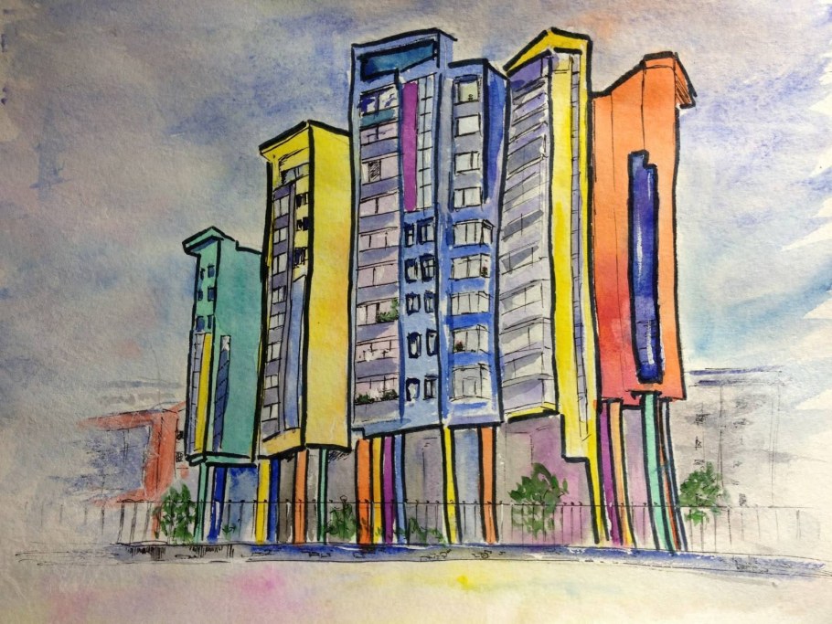 Рисование многоэтажный дом