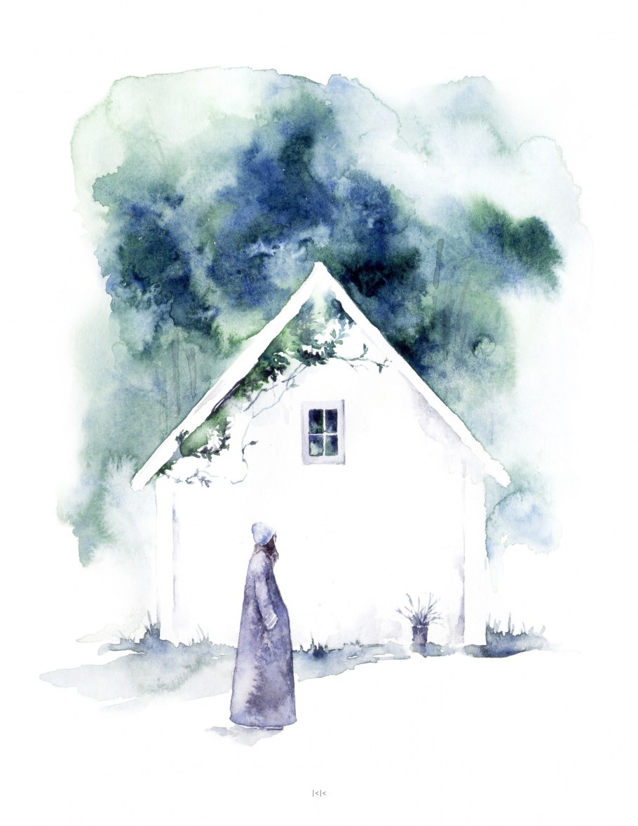 Дом цветными карандашами