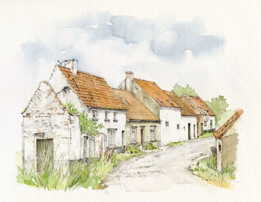 Зарисовки улиц акварелью