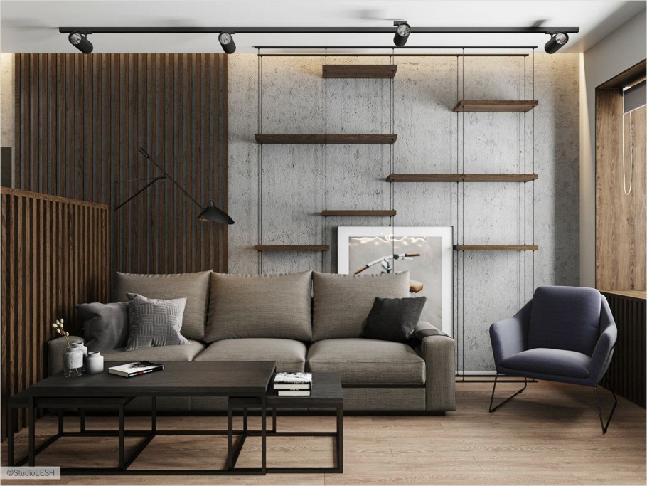 Рейки деревянные в интерьере в стиле лофт