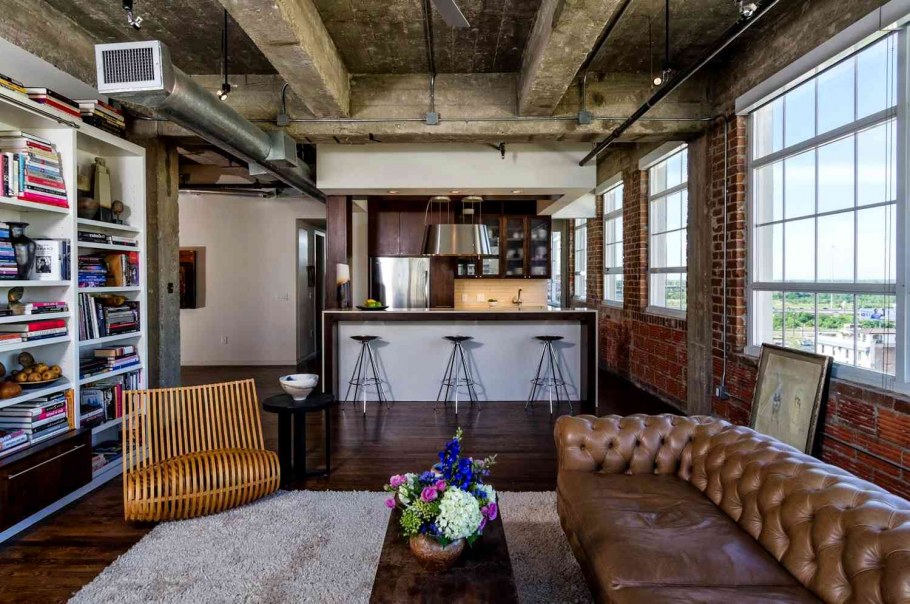 Гостиная лофт Индастриал интерьер
