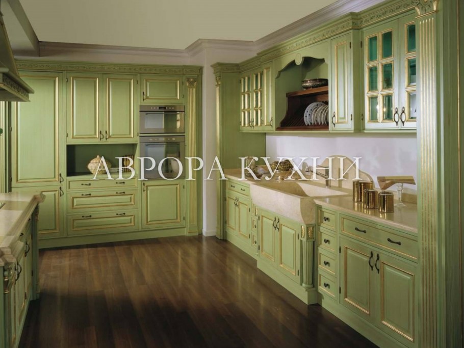 Шторы фисташкового цвета в интерьере кухни