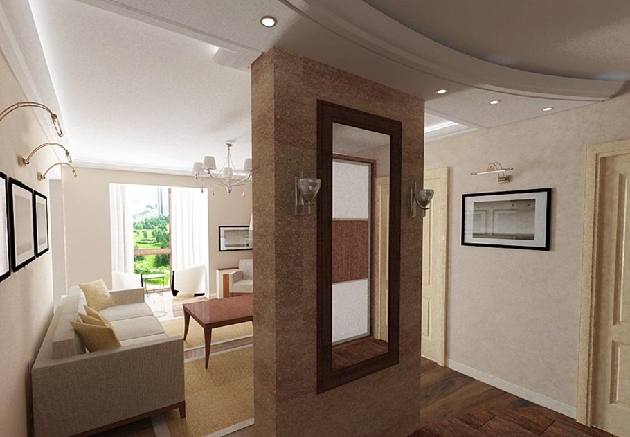 Гостиная совмещенная с коридором