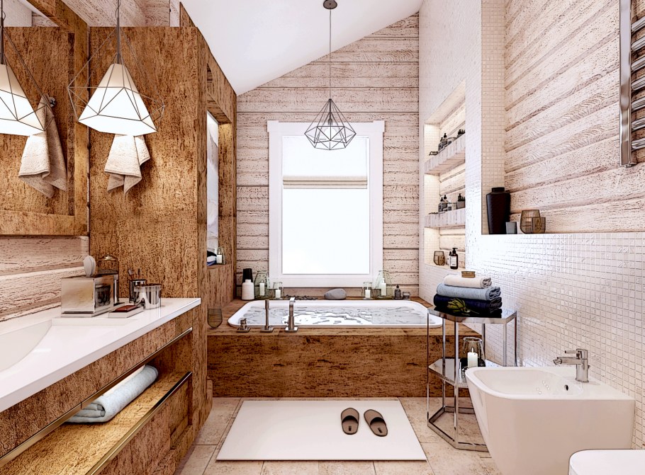 Дизайн ванной в загородном доме