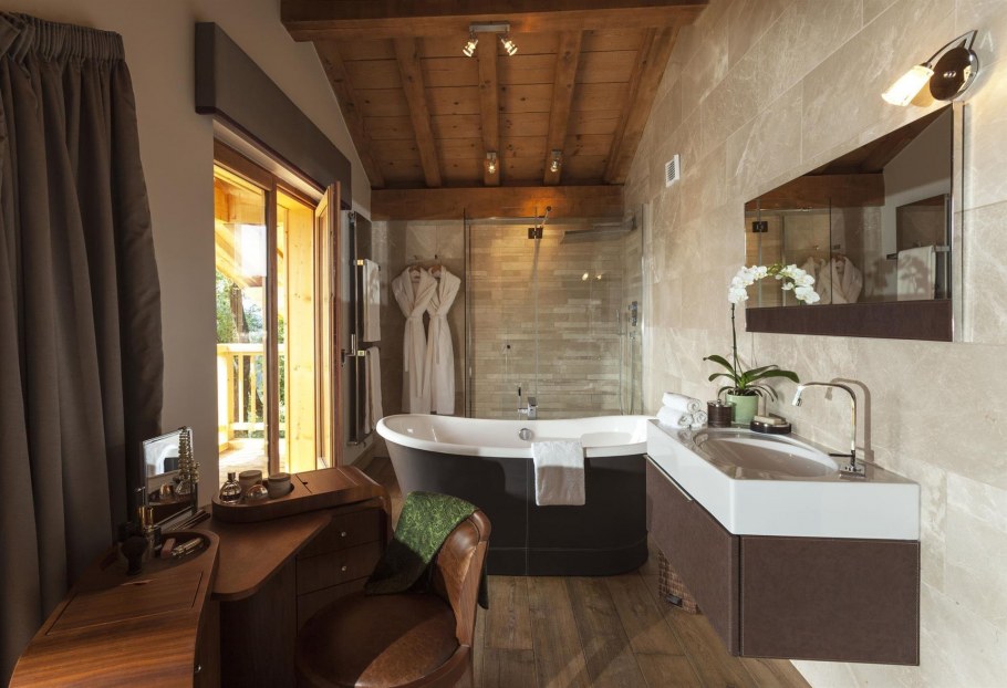 Интерьер ванной в стиле Шале