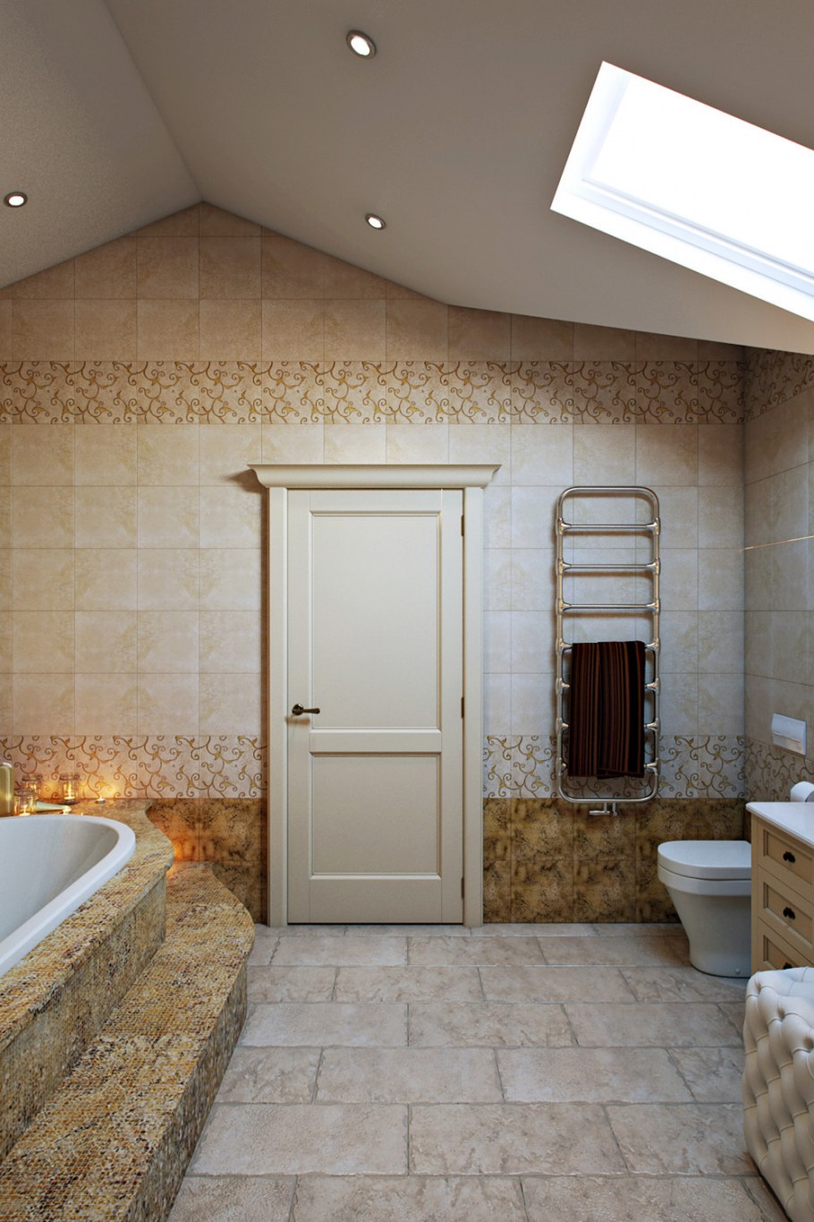 Интерьер ванной комнаты в загородном доме