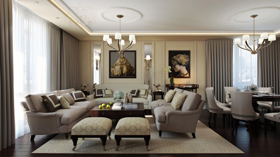 Интерьер гостиной арт деко