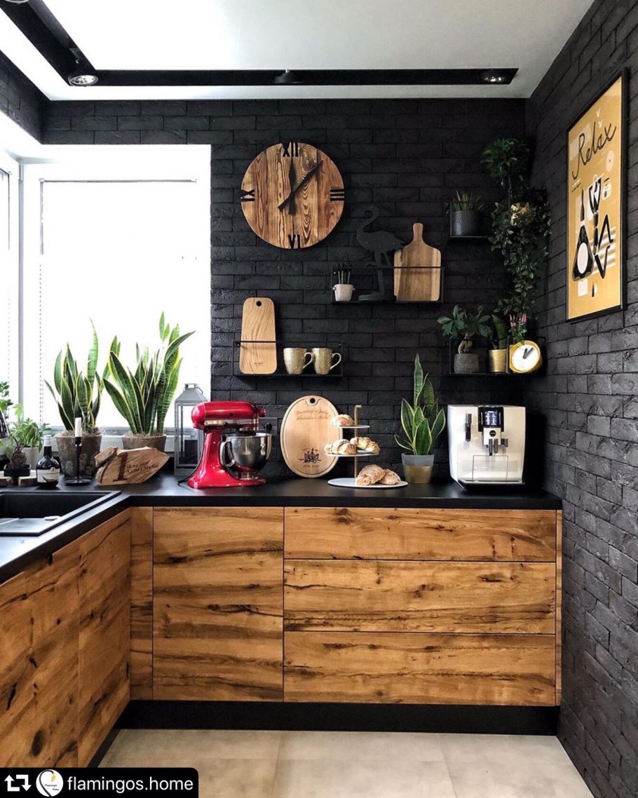 Кухня под дерево интерьер