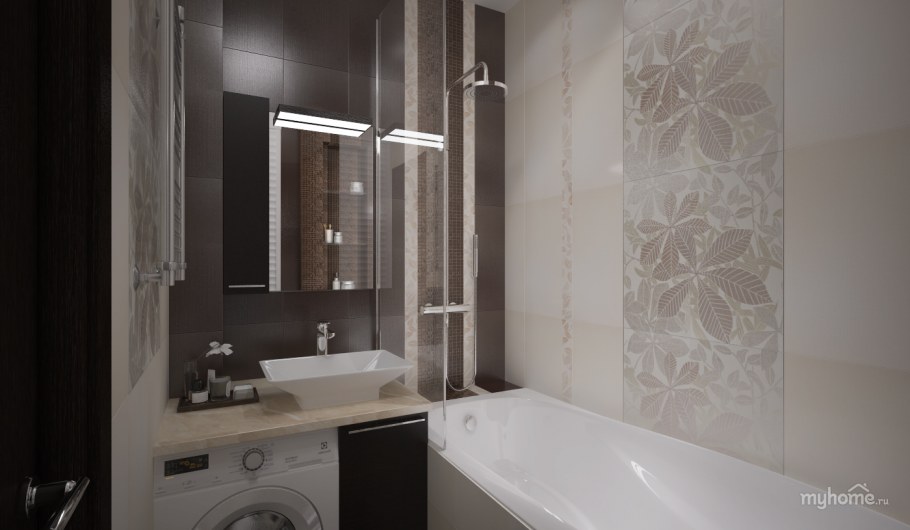 Бежевая ванная в хрущевке