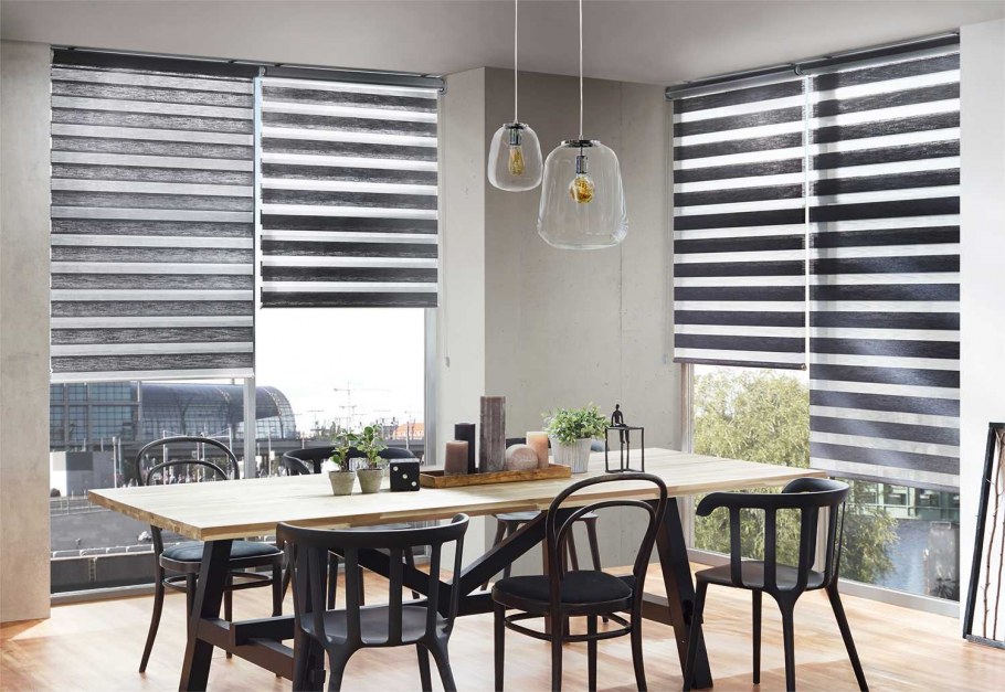 Рулонки Зебра лофт блэкаут белый