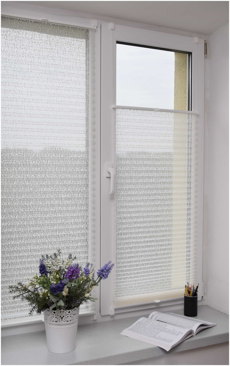 Штора плиссе "дуэт" Blackout/transparent, кремовый, белый (DF-200313-gr)