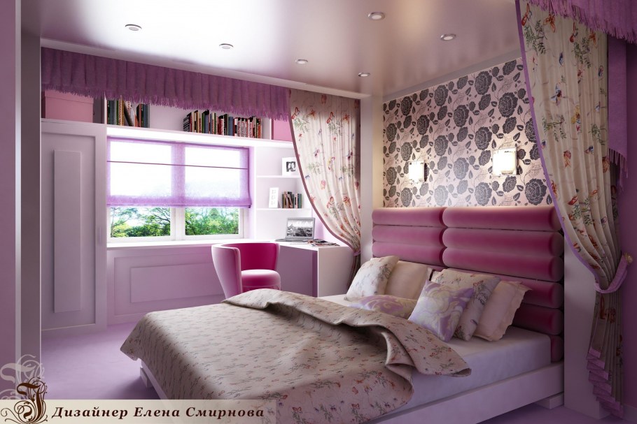 Светло розовая спальня