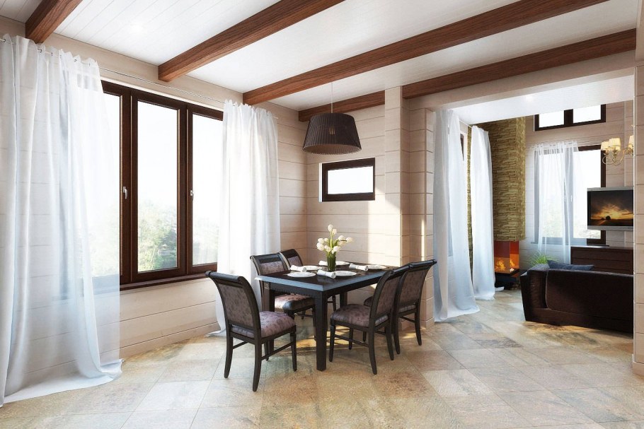 Коричневые окна в интерьере