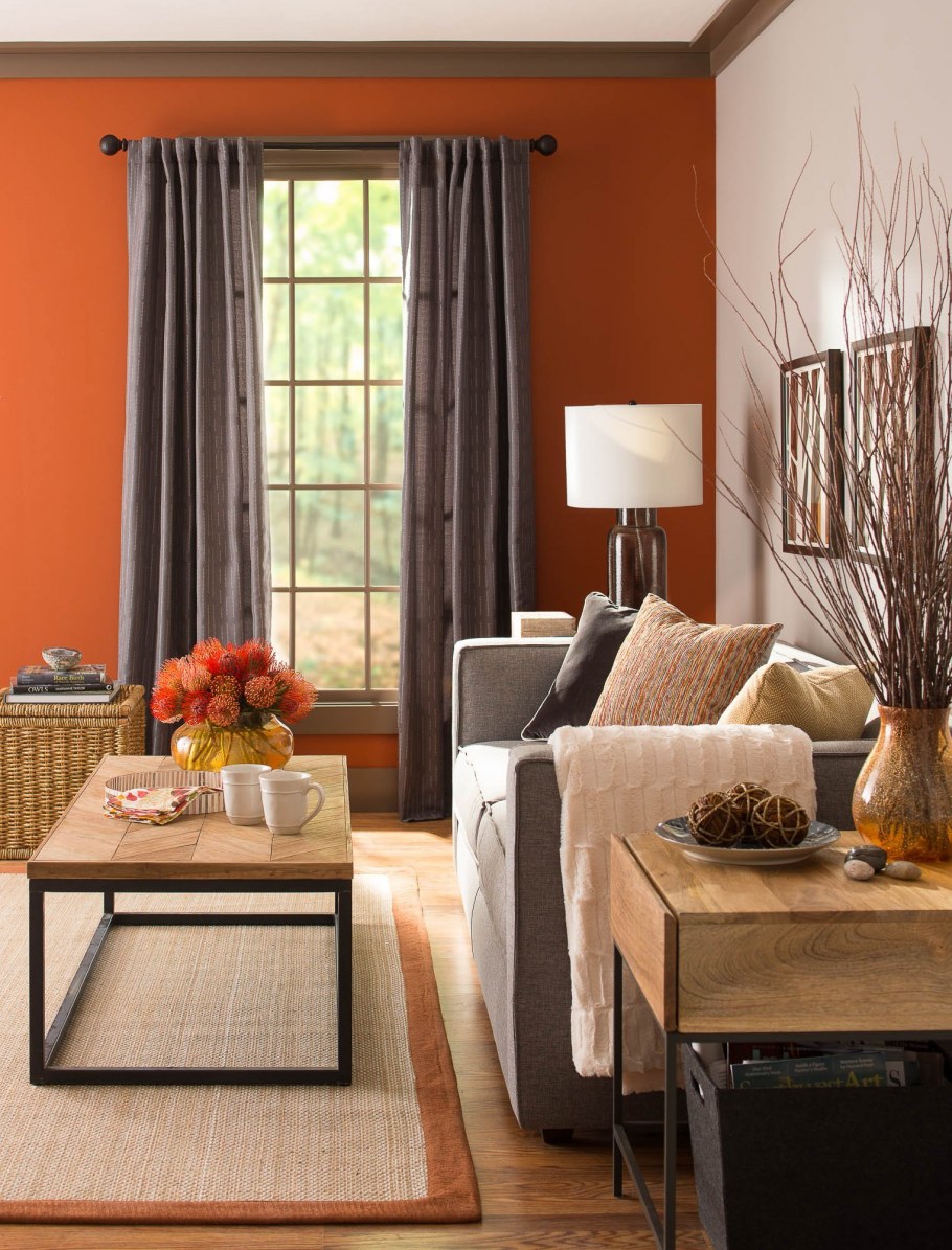 Терракотовые шторы в интерьере