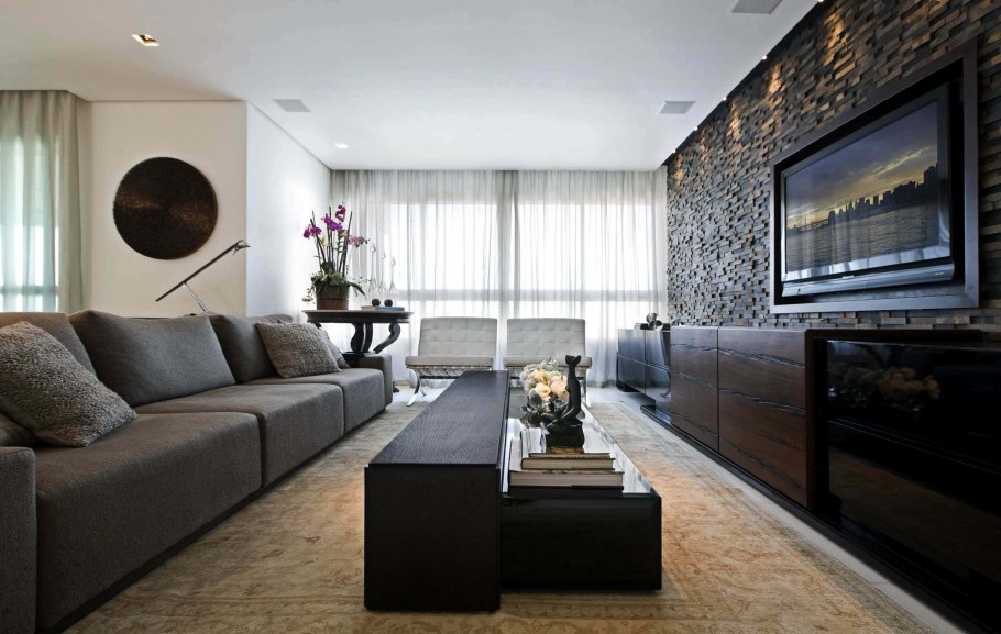 Акцентная стена в маленькой гостиной