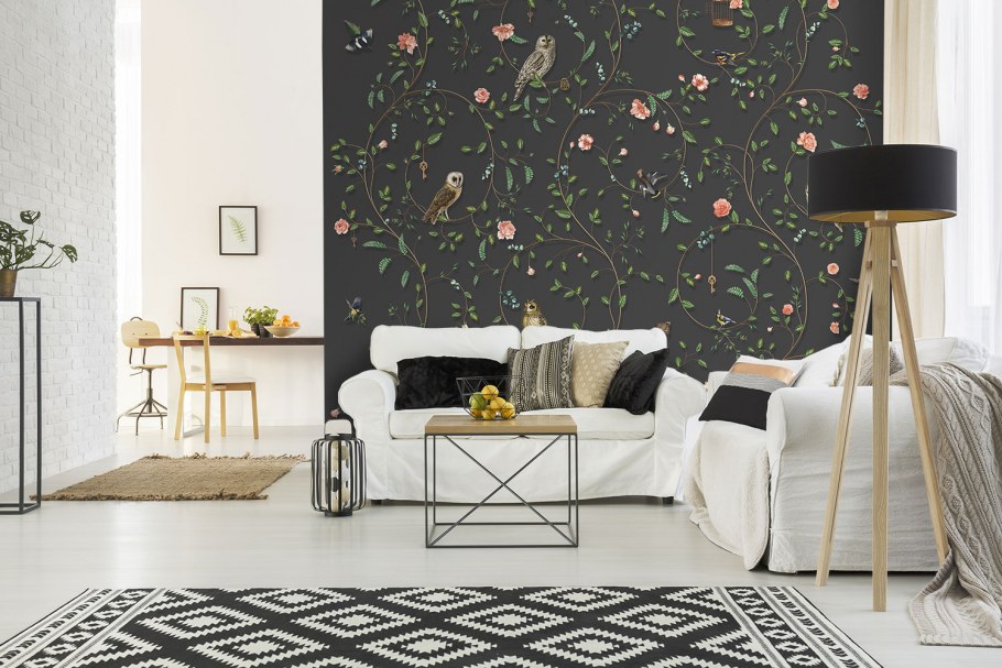 Гостиная в современном стиле с акцентной стеной