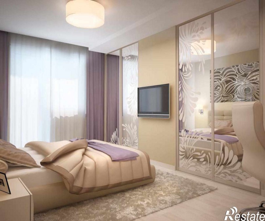 Спальня в современном стиле в светлых тонах