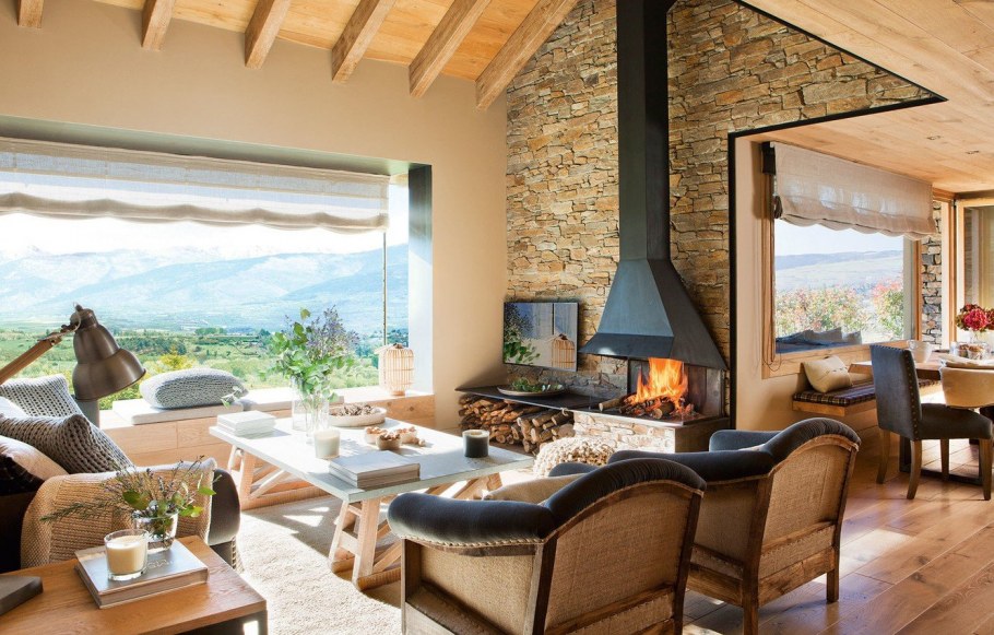 Камины в деревенском стиле