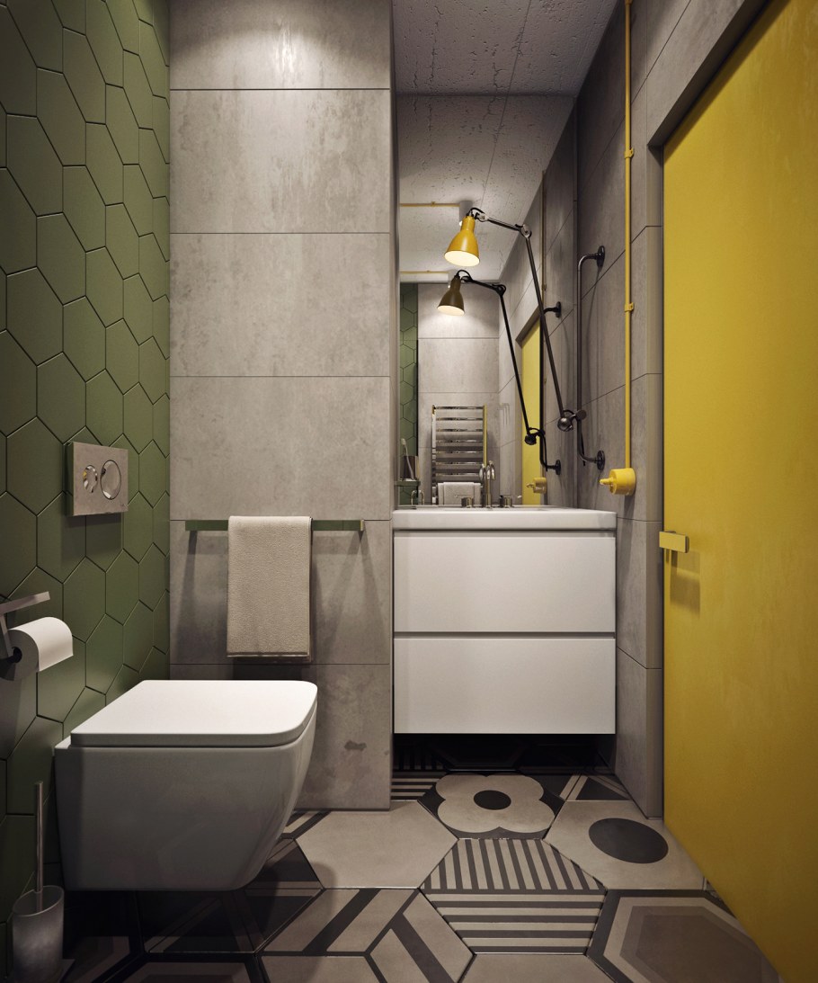 Туалет в стиле лофт в квартире маленький