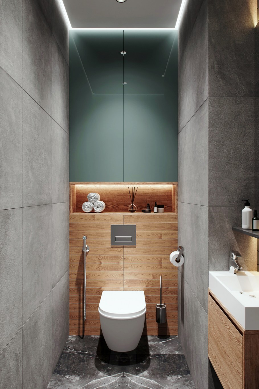 Ванная комната из плитки соты