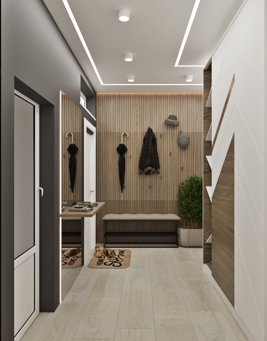 Современная прихожая в частном доме