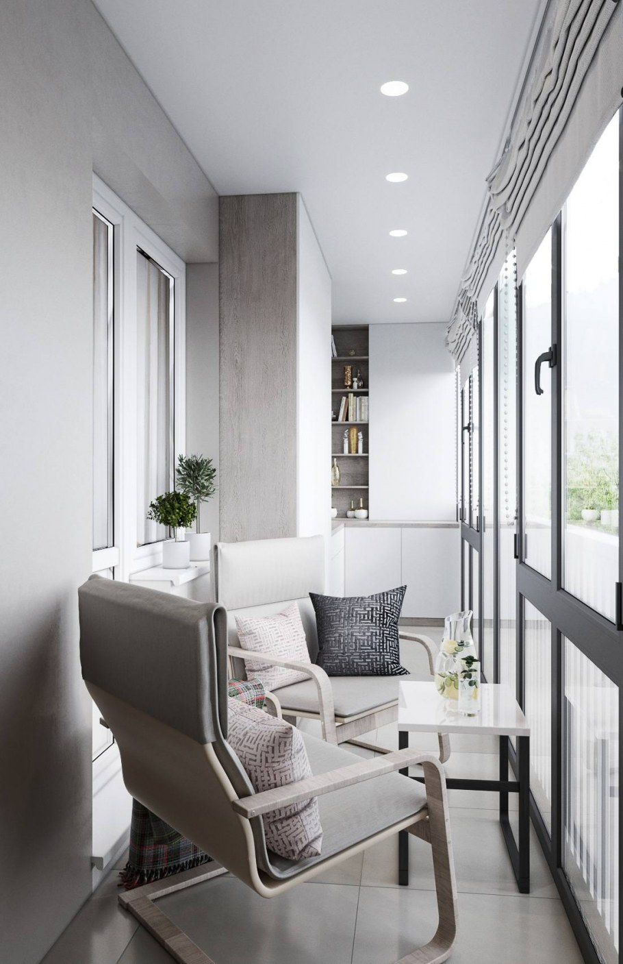 Балкон в светлых тонах