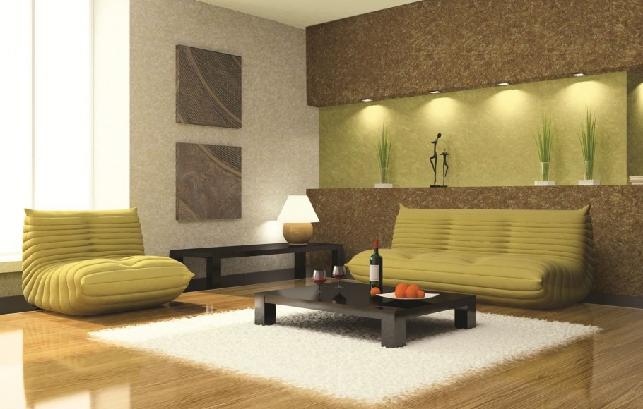 Синие жидкие обои в интерьере