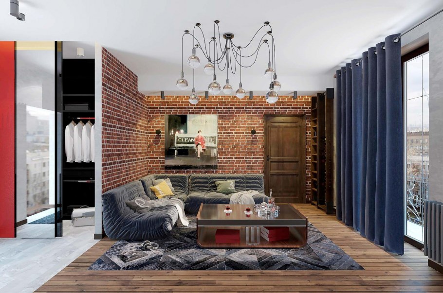 Квартира холостяка в стиле лофт