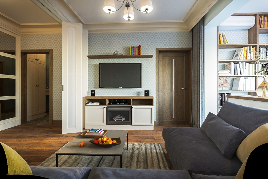 Дизайн трехкомнатной квартиры в современной классике