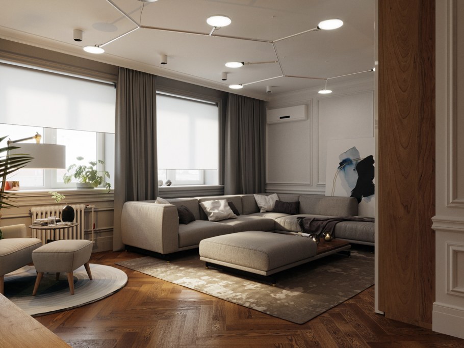Дизайн 3 комнатной квартиры в едином стиле