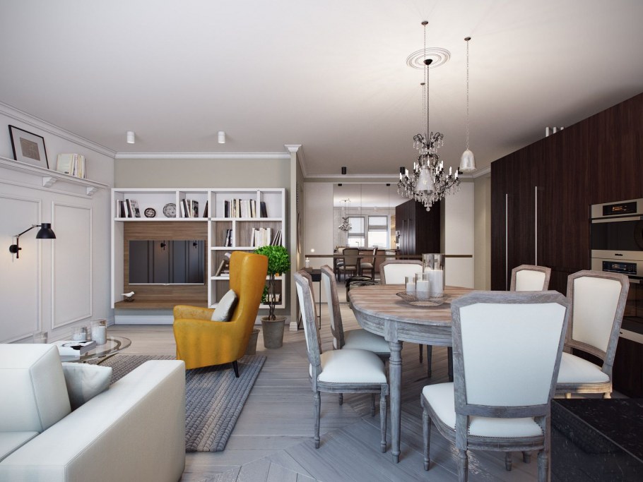 Кухня гостиная 80 кв м