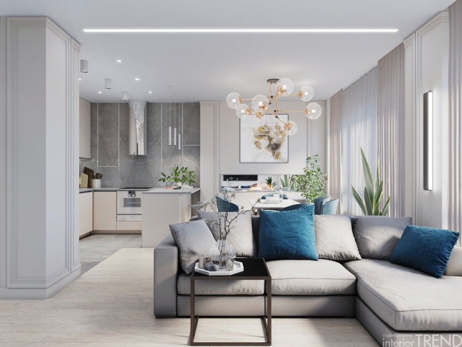 Гостиная в пастельных тонах