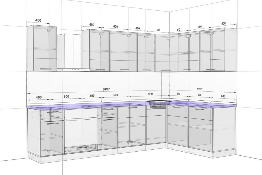 Кухонный гарнитур Валенсия 3м сборка