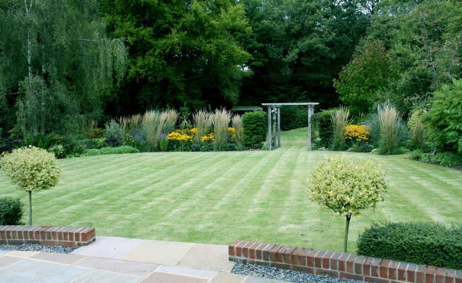 Большой газон на участке