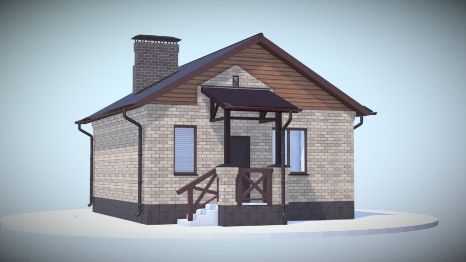 Одноэтажный дом в европейском стиле с террасой