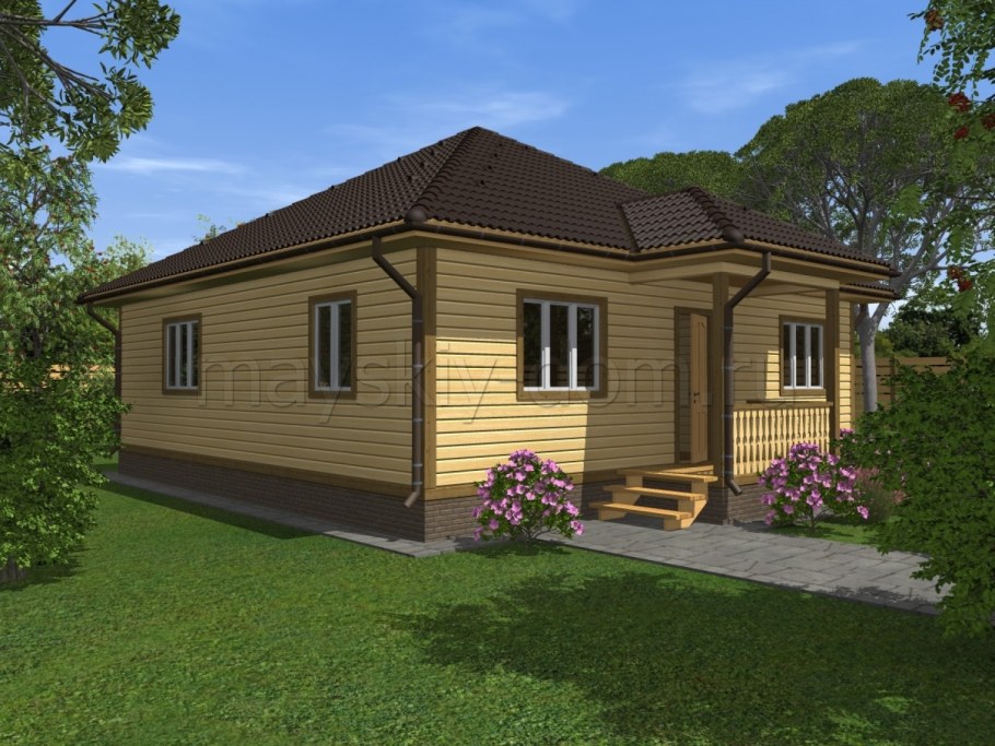 Одноэтажный дом с колоннами